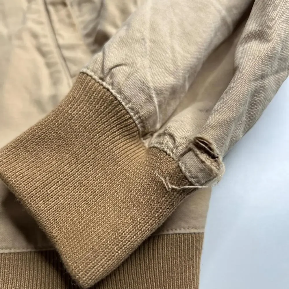 90s vintage Ralph Lauren Beige Harrington Jacket Men’s XL Zip Front‎ Ribbed Trim